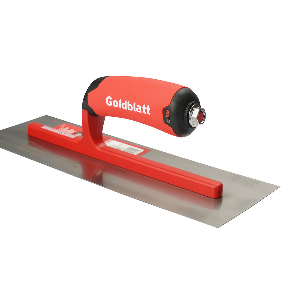 Goldblatt Red 12 x 4in Pro Stainless Steel Finish Trowel with with Soft Grip Handle