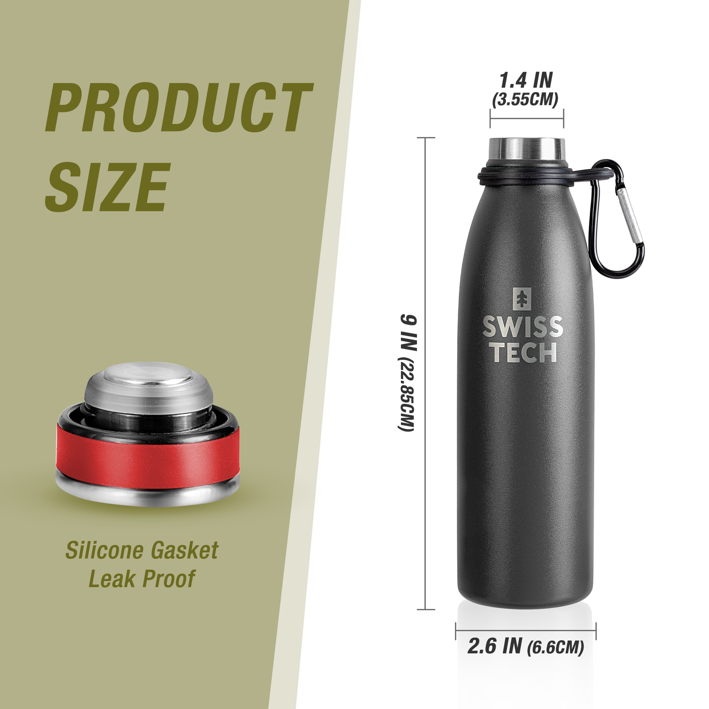 Stainless Steel Bottle 500ml/17Oz Screw Lid Black