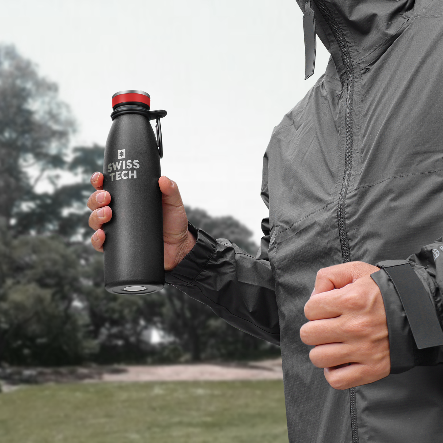Stainless Steel Bottle 500ml/17Oz Screw Lid Black
