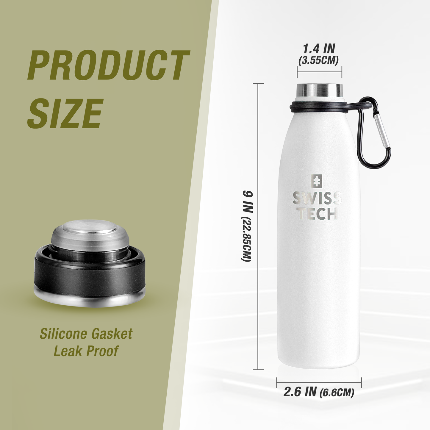 Stainless Steel Bottle 500ml/17Oz Screw Lid White