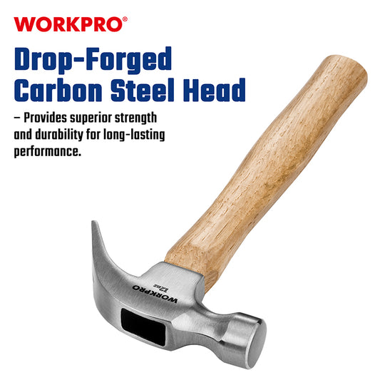Workpro 12Oz/340g Curved Claw Hammer, Wooden Handle